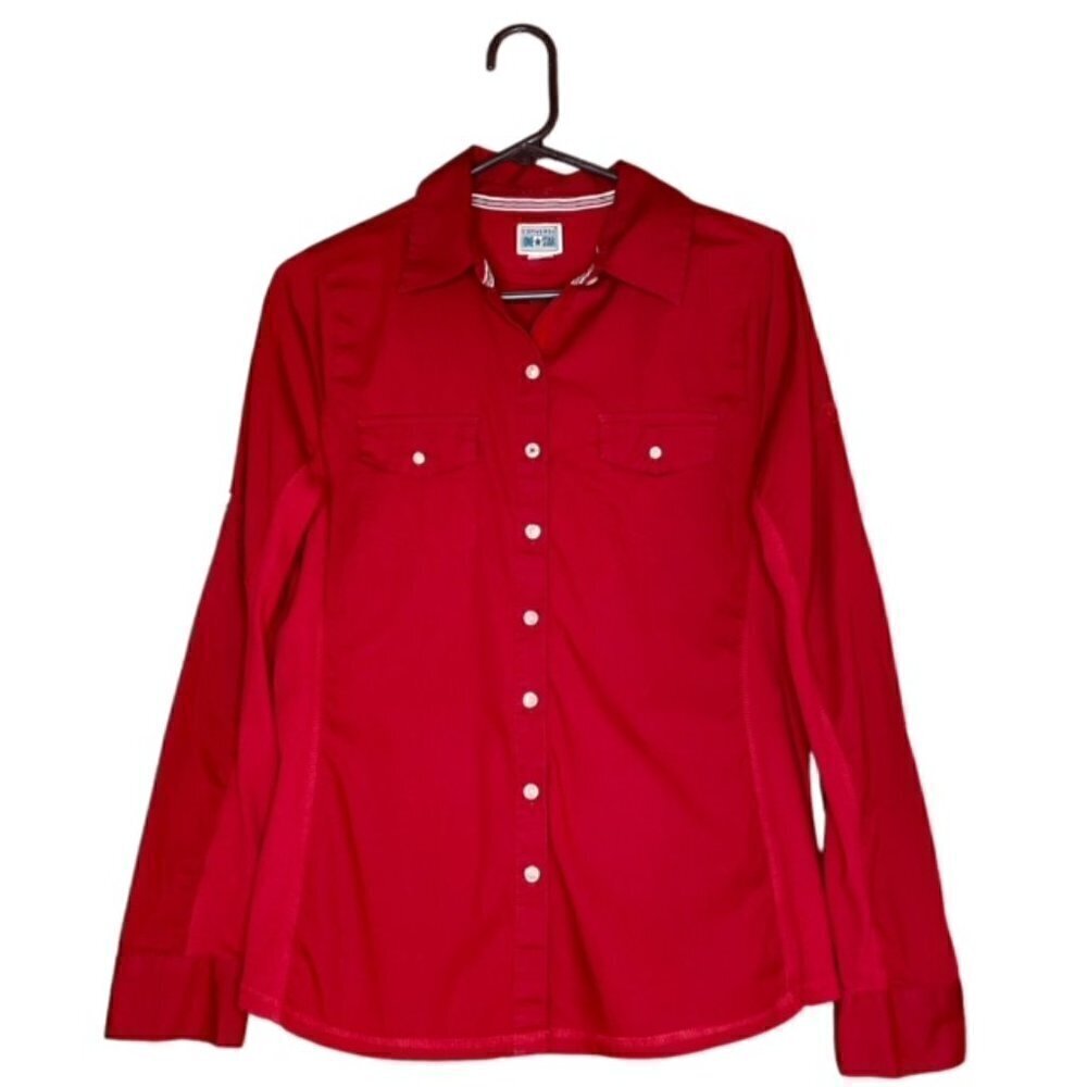 CONVERSE ONE STAR Red Long Sleeve Button-up Shirt - Size Large